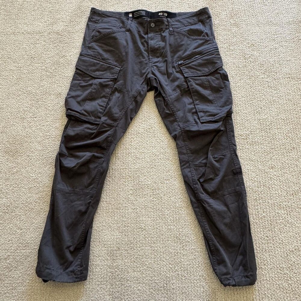 G-Star RAW Pants Mens 40x32 Gray Rovic Zip 3D Straight Tapered Cargo Canvas